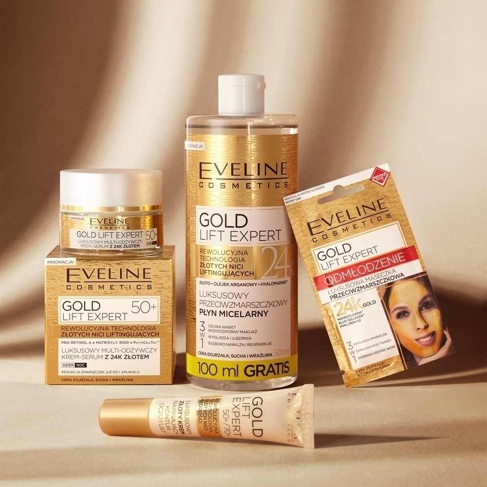 Крем для лица SPF EVELINE COSMETICS Дневной и ночной против морщин Gold Lift Expert + — фото 2