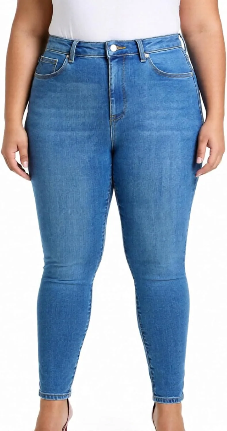 Женские джинсы скинни на высокой талии Blue Wash, Stretch Denim, Plus Size
