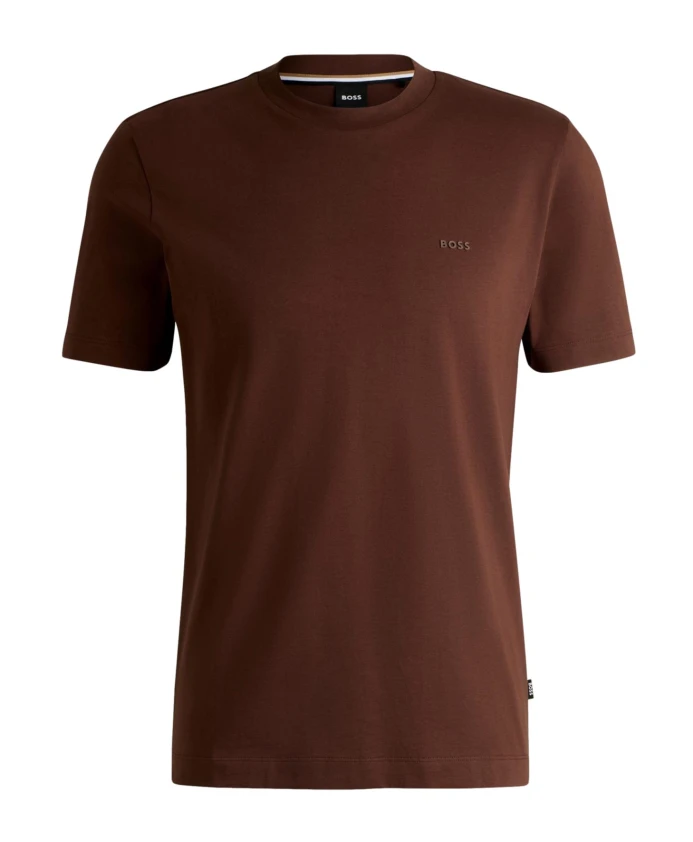 

Коричневая хлопковая трикотажная футболка с резиновым логотипом Hugo, коричневый