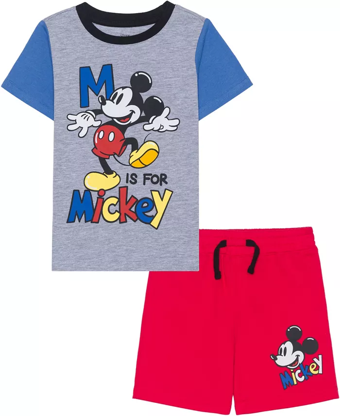 

Детский комплект для мальчиков: футболка с принтом и шорты (2 предмета) Mickey Mouse, серый