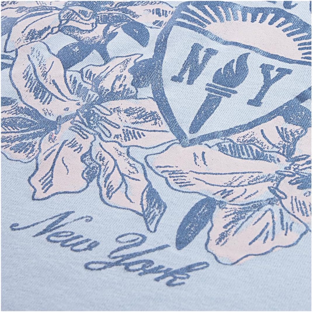 Футболка abercrombie kids Floral NY Crest Tee, цвет Skyway — фото 3