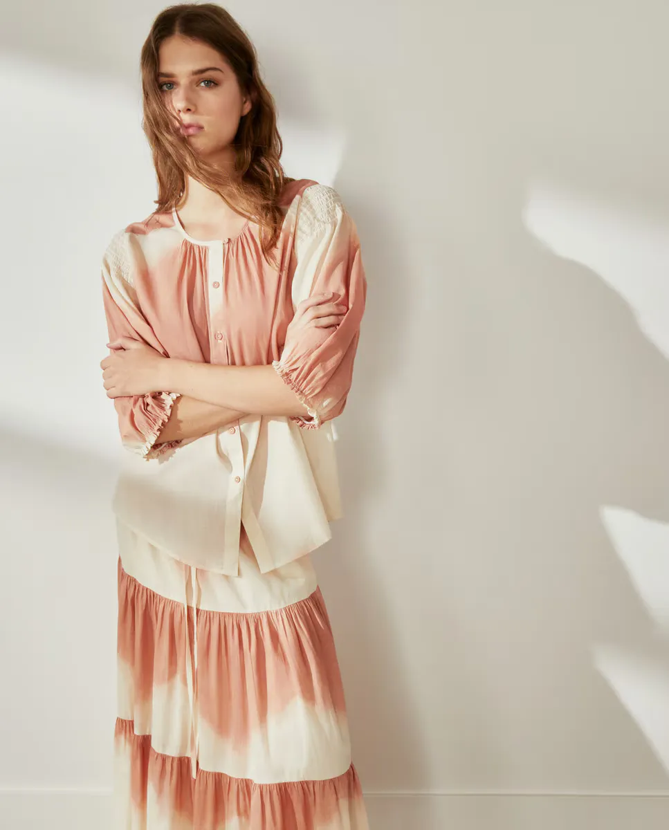 

Блузка с резинкой на плече Southern Cotton, розовый