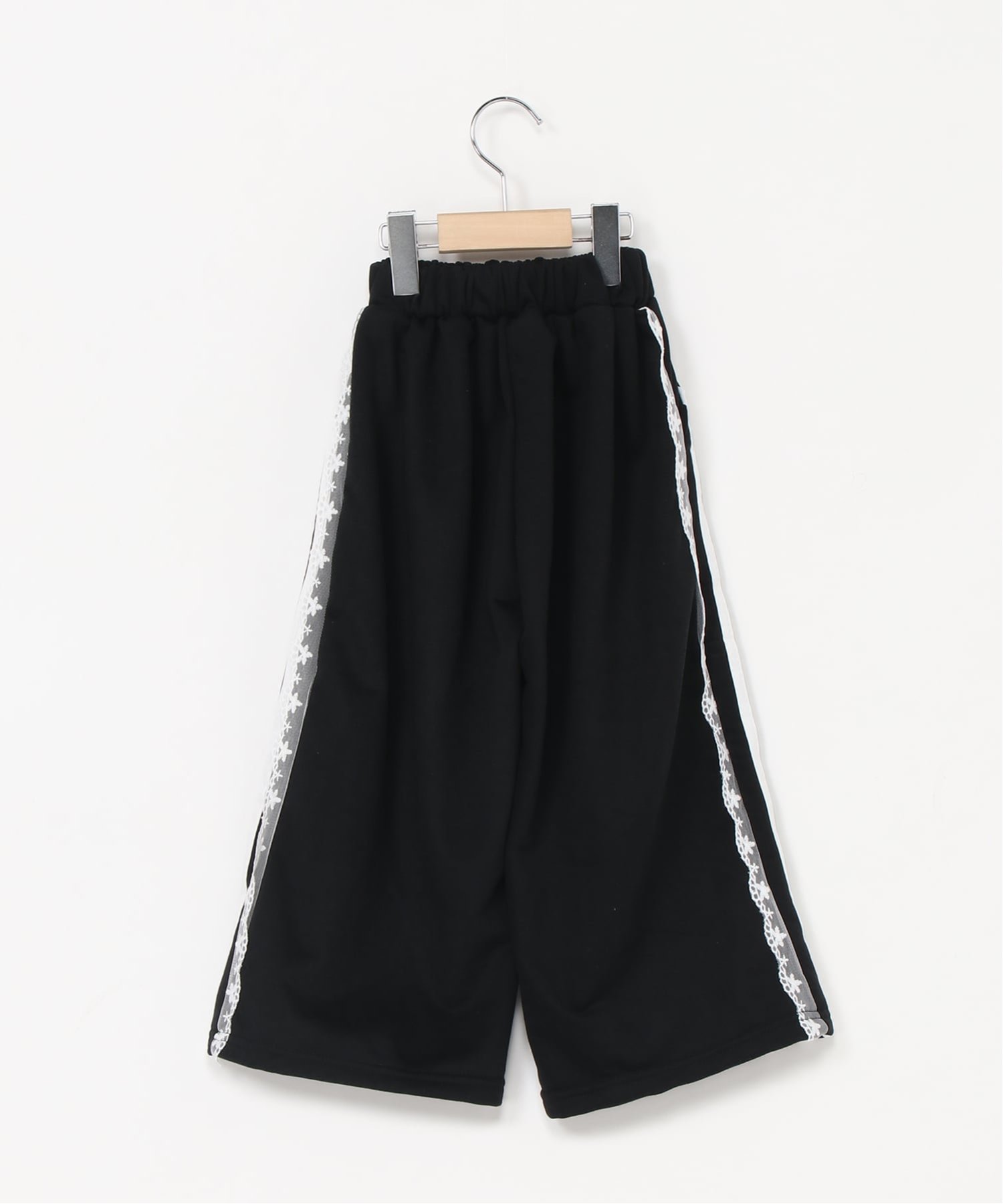 Lulu noix/(K) Широкие спортивные брюки с кружевной отделкой, Black — фото 2