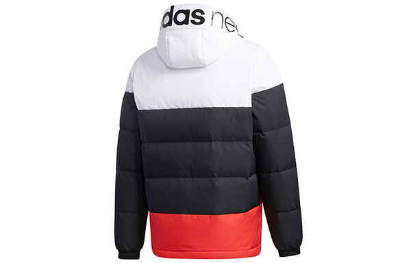 Пуховик adidas neo logo Printing Colorblock Casual Stay Warm Sports Down Jacket Black White Red Colorblock, белый — фото 2