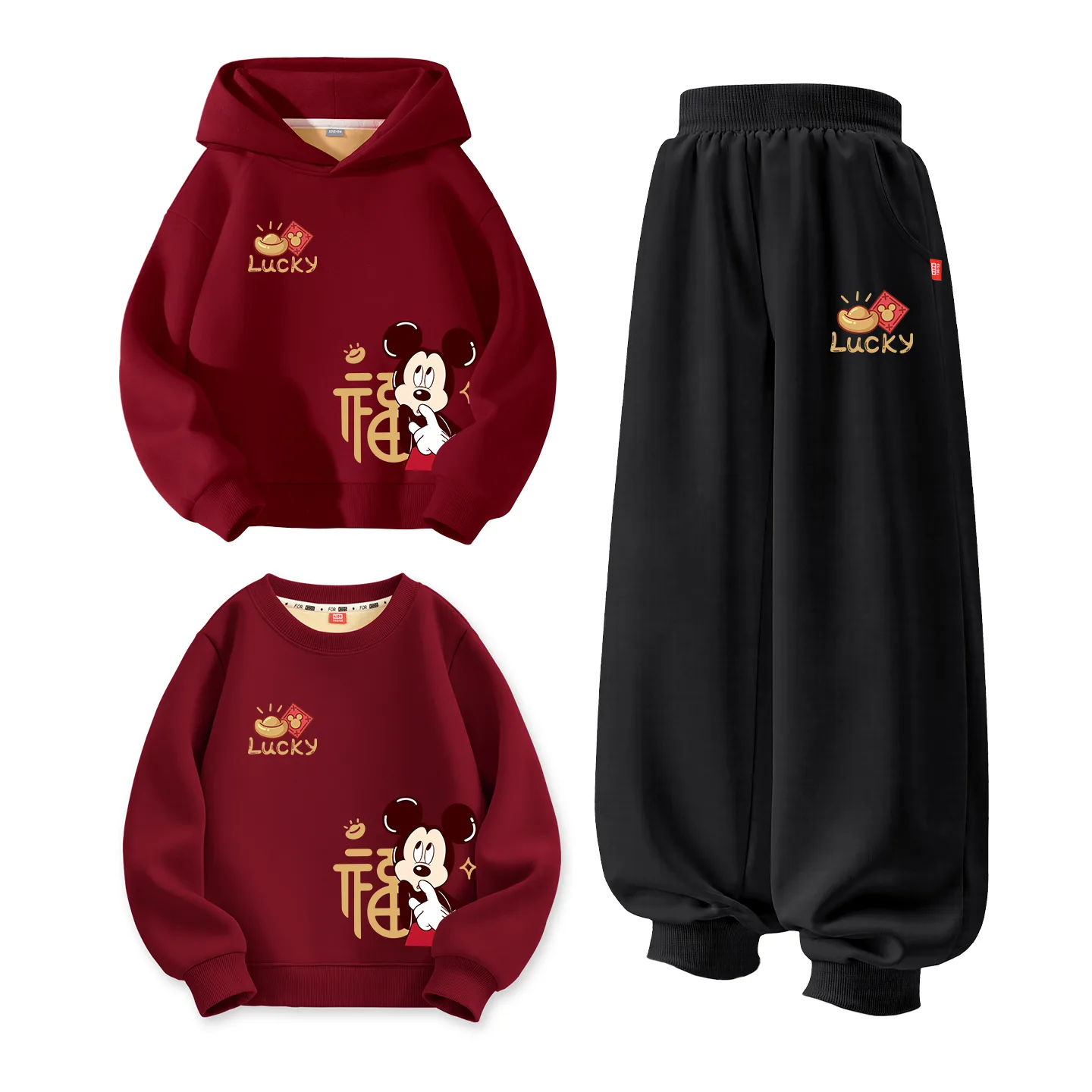 Disney Kids Tang Suits, [Thickened and Fleece-Lined]Daliyuan Coin K Burgundy+Di Yuan Coin K Navy Blue+Daliyuan Coin K Burgundy — фото 3