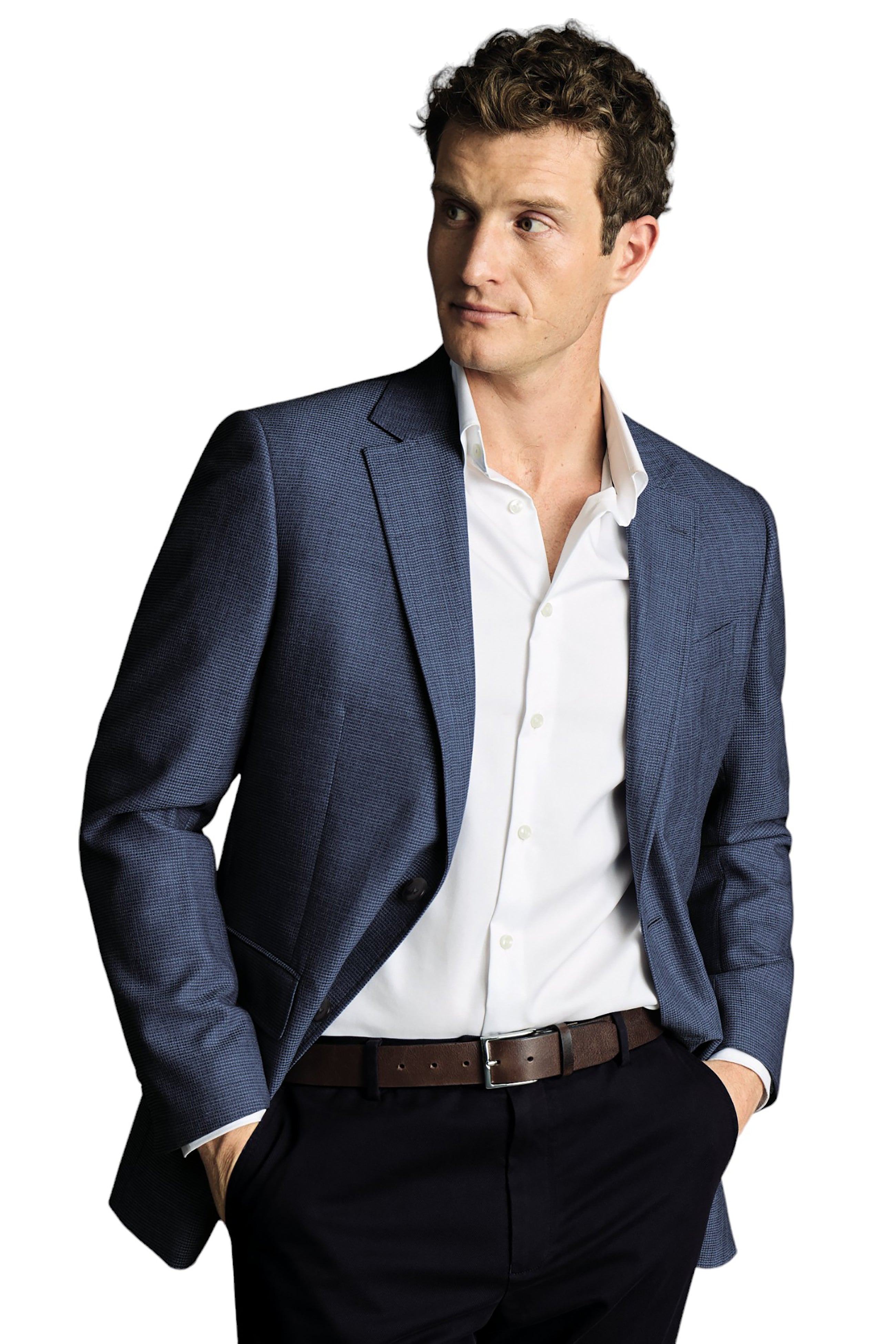 

Мужская приталенная куртка Charles Tyrwhitt Proper Blazer, цвет indigo blue