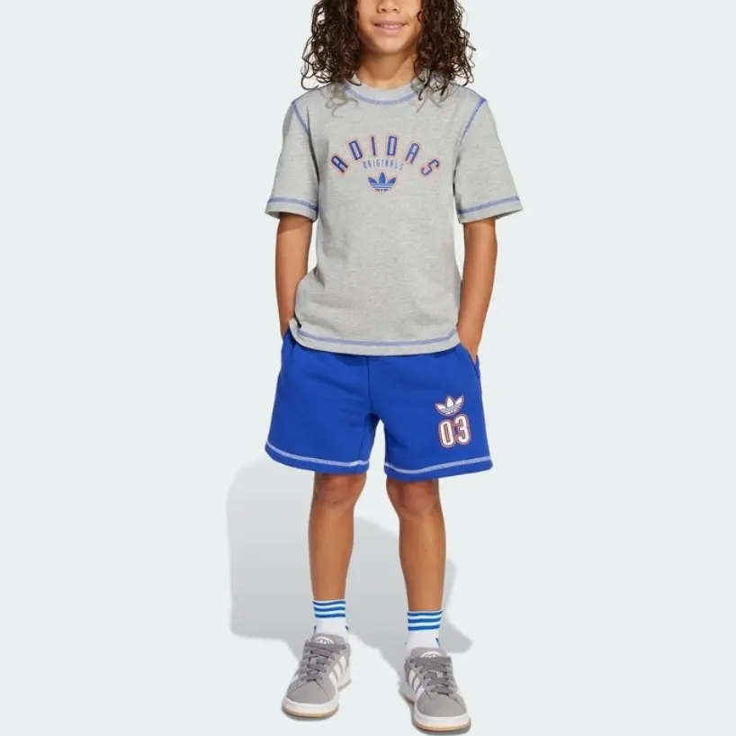 Adidas Originals Спортивный повседневный комплект из 2 предметов размер M цвет heather gray/bright blue детский — фото 3