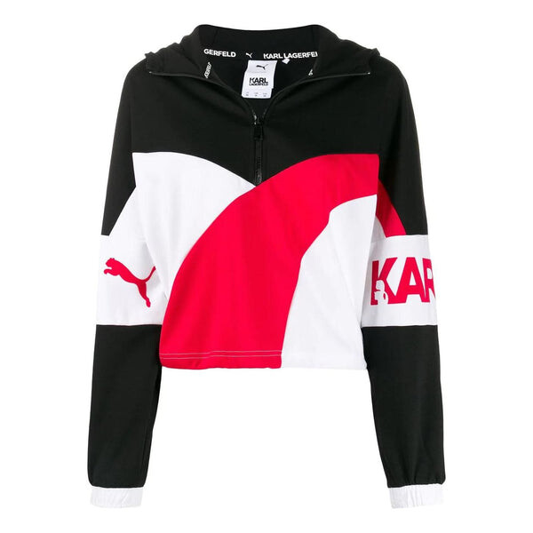 

Толстовка x karl xtg half-zip hoodie 'black white red' Puma, черный