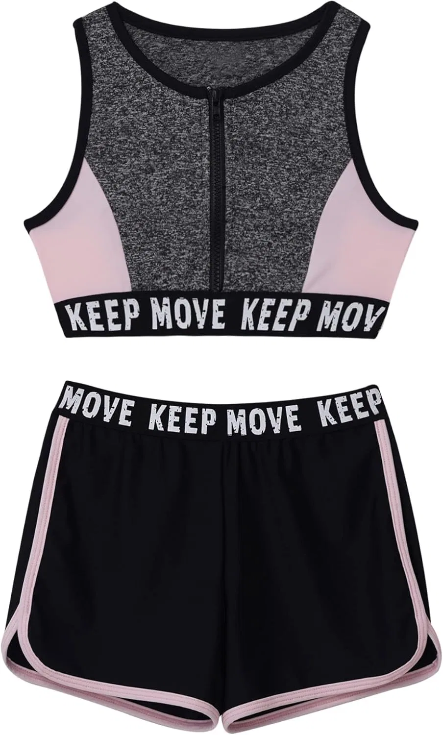 Детский спортивный костюм с принтом Yeeye, топ и шорты, Zipper Grey