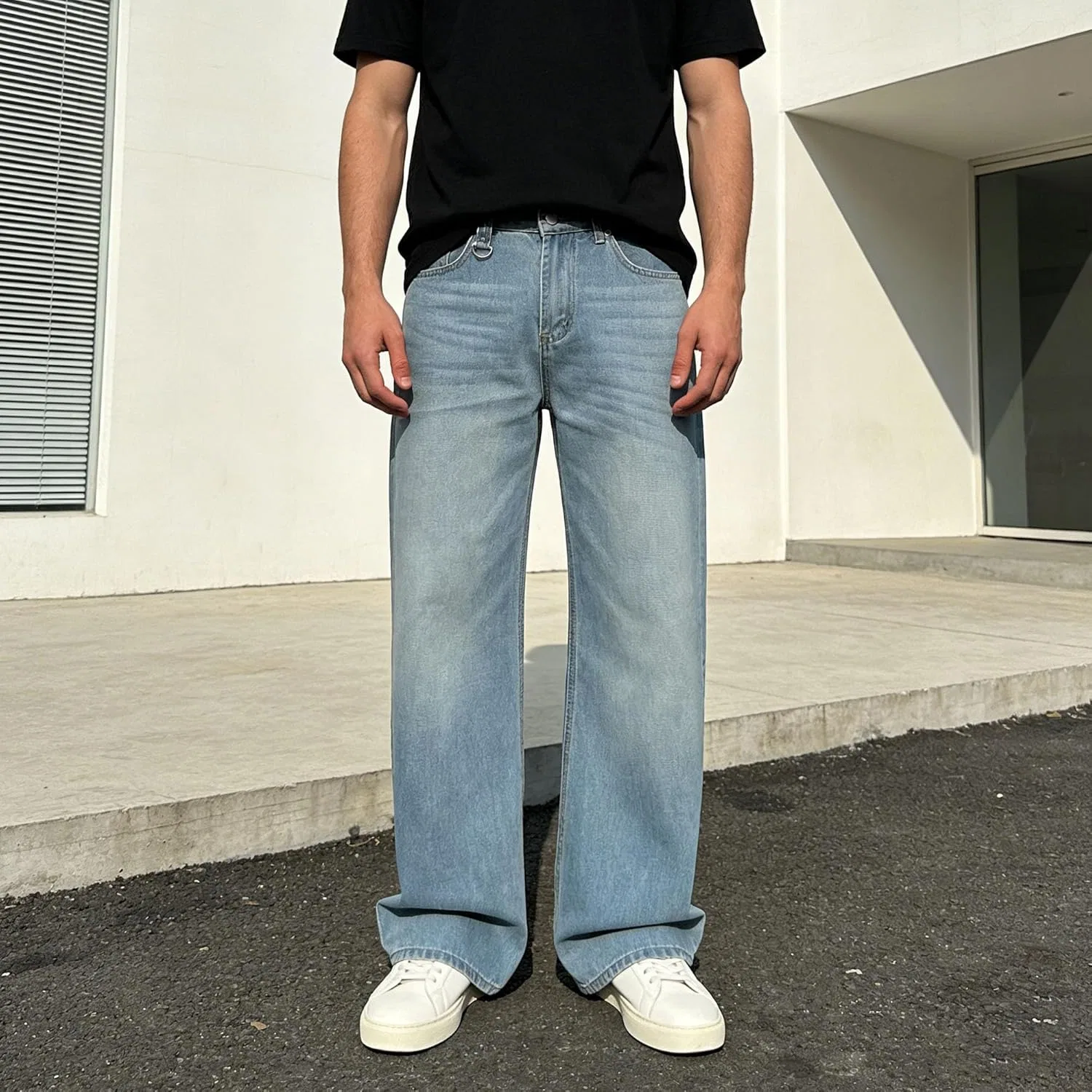 Джинсы свободные Men's Baggy Hip Hop Jeans, Light Blue — фото 2