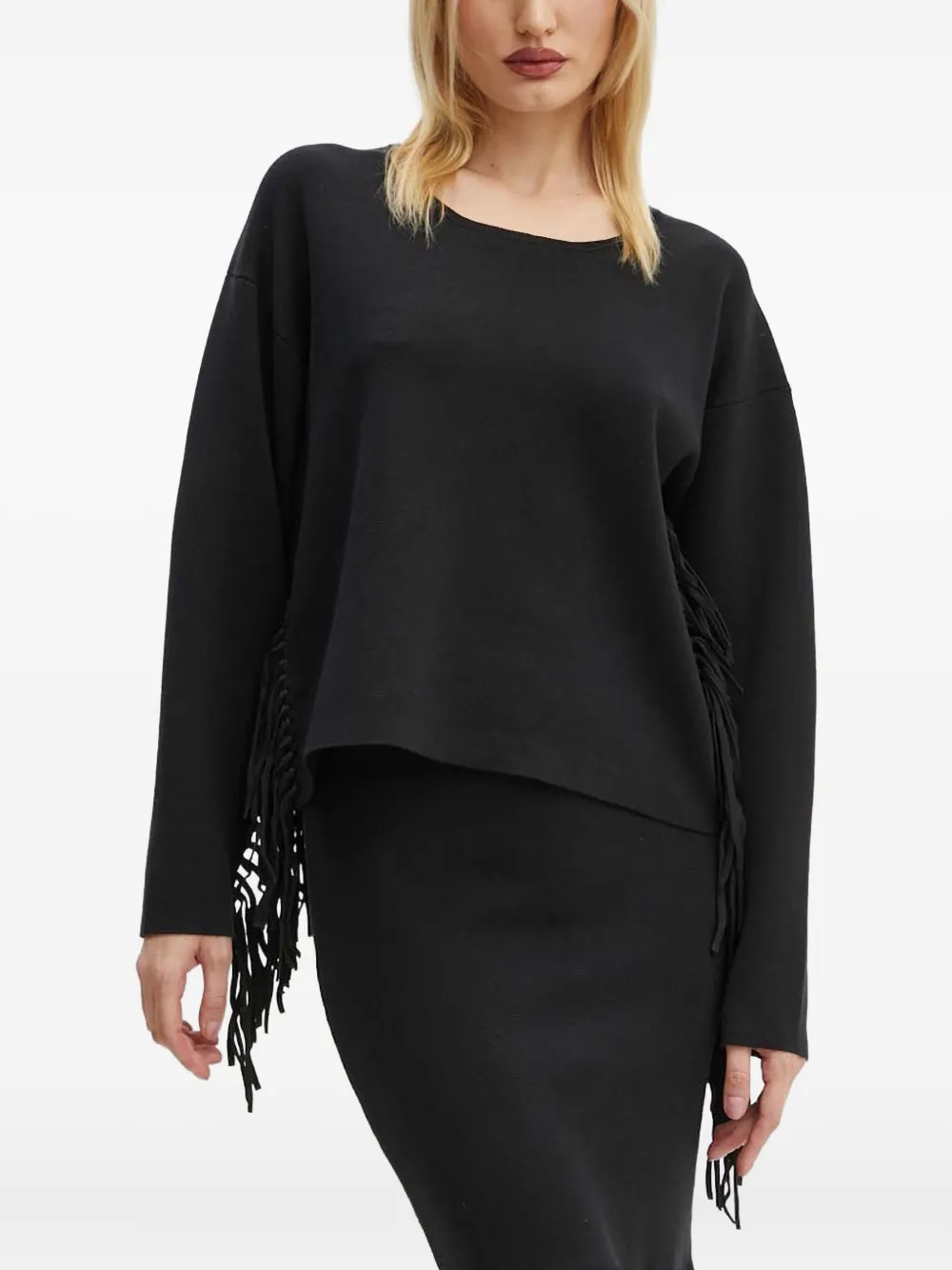 

Свитшот с бахромой MUNTHE, черный