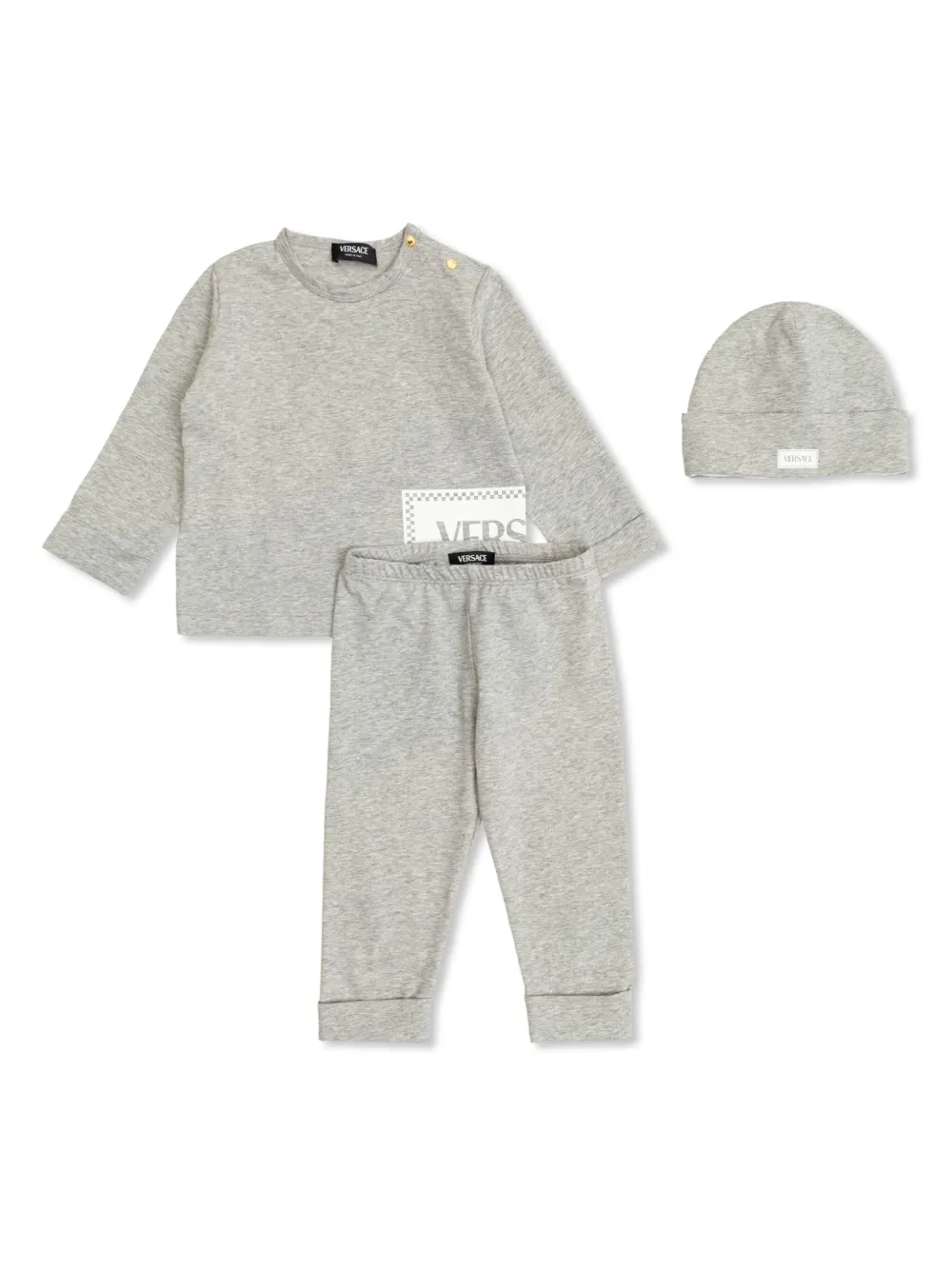 

Комплект из топа и брюк с логотипом Versace Kids, серый
