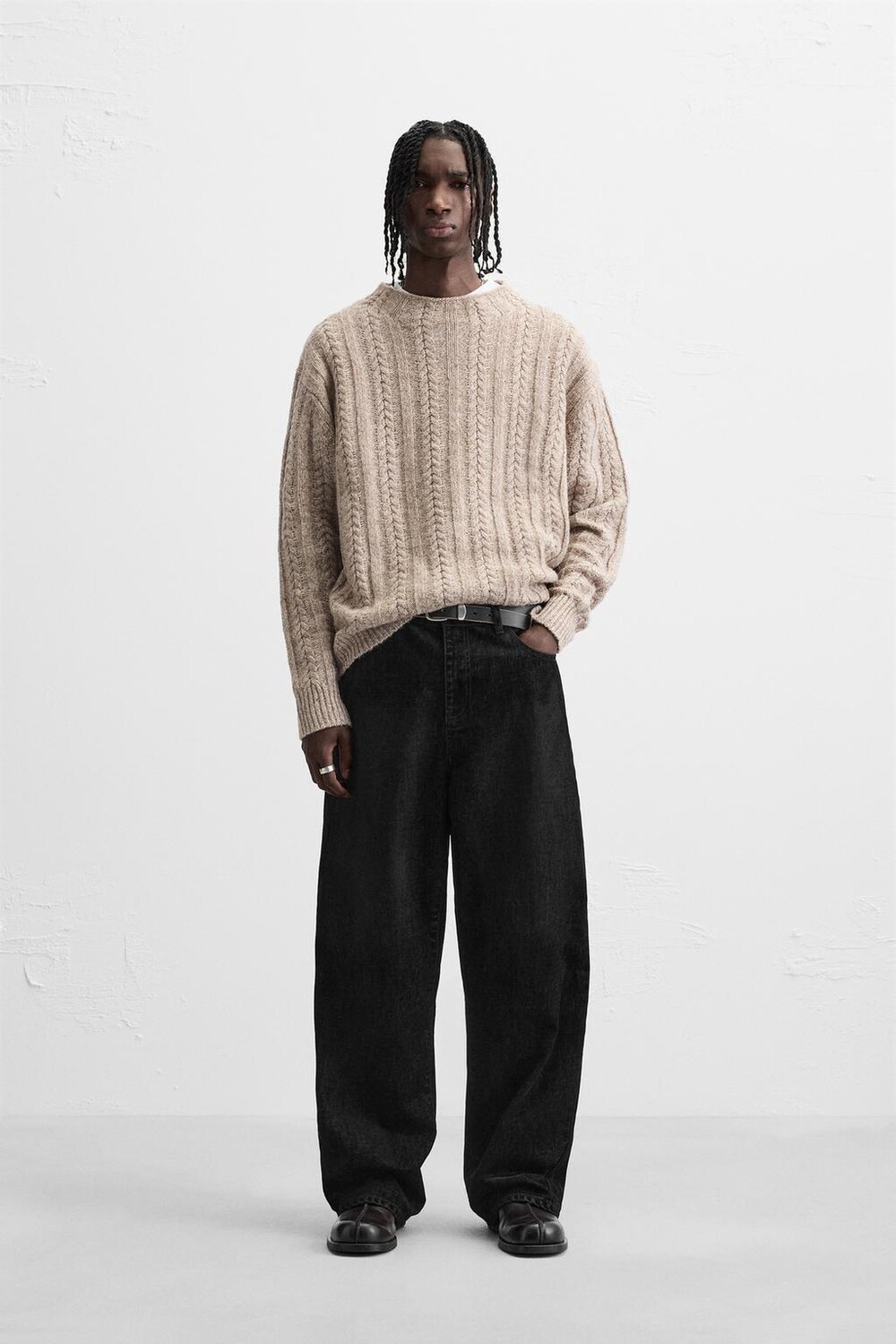 

Смотреные мешковатые брюки ZARA, черный
