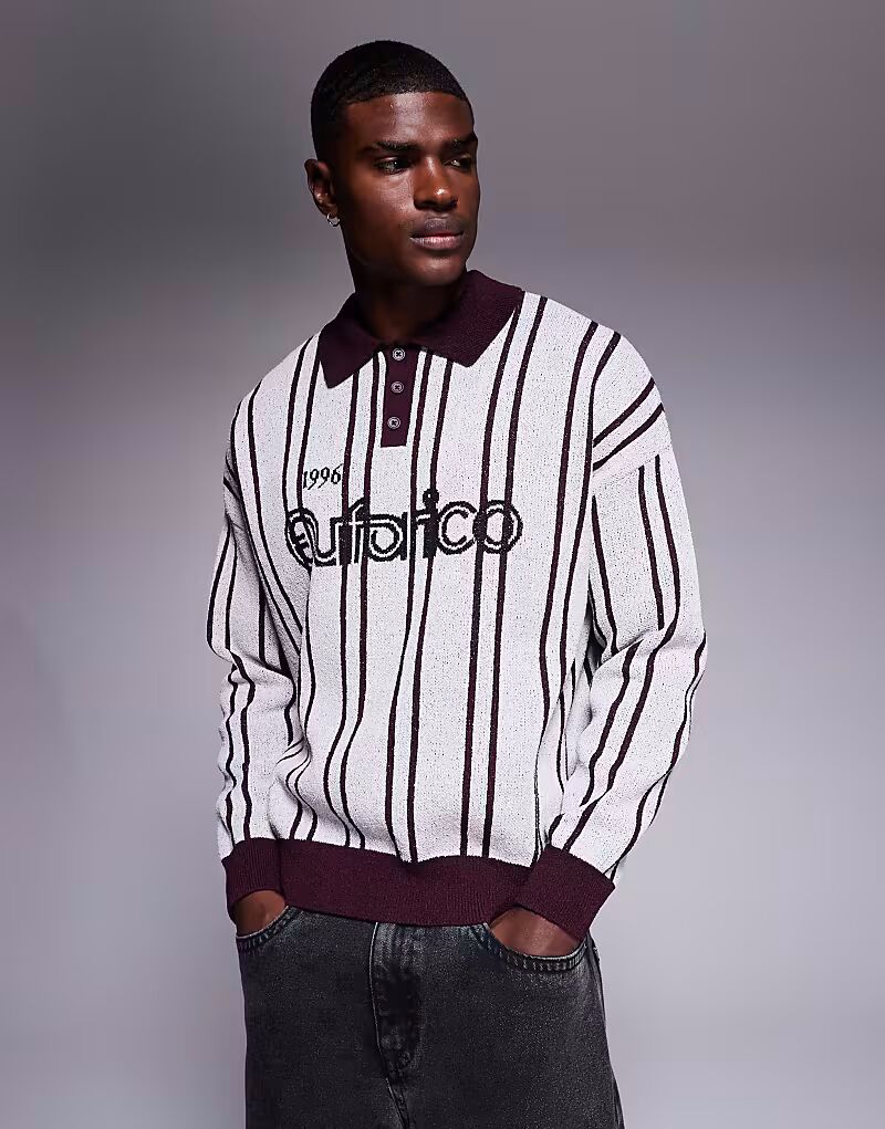 

Текстурированное трикотажное поло свободного кроя со спортивной графикой в сером цвете Asos Design