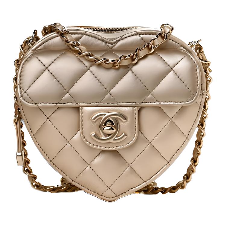 

CHANEL Кожаная наплечная сумка через плечо Трампетс женская золотая