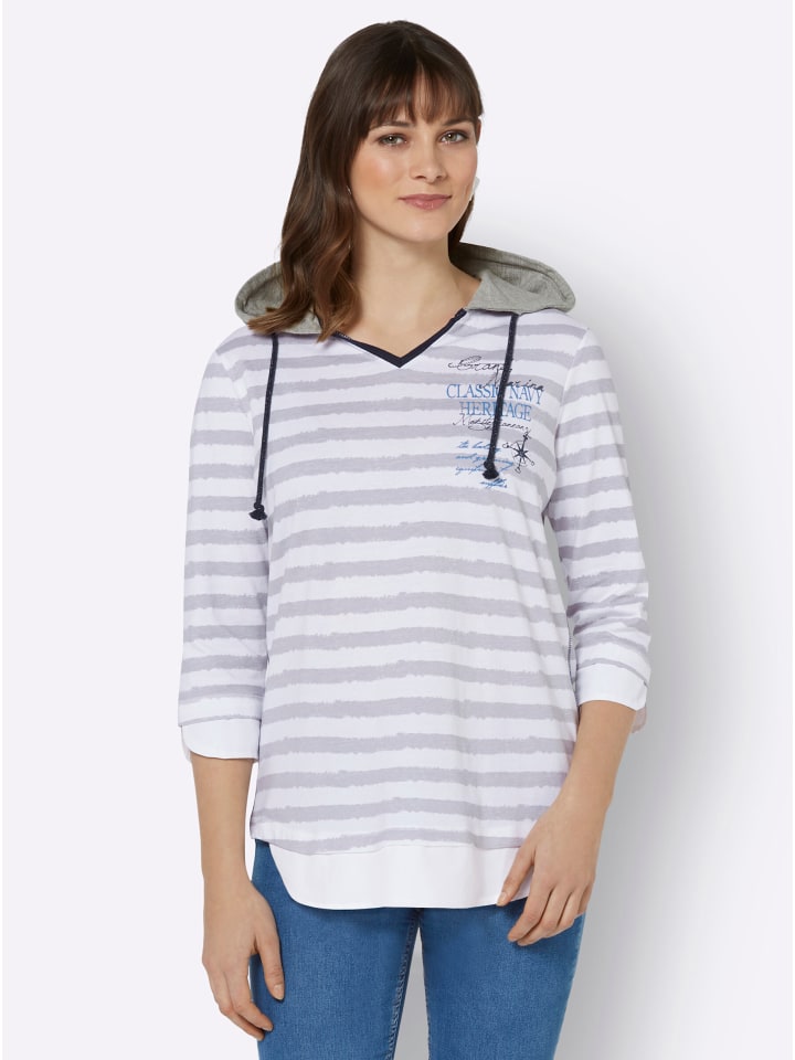 

Рубашка с рукавами 3/4 с белым и светло-серым принтом WITT WEIDEN