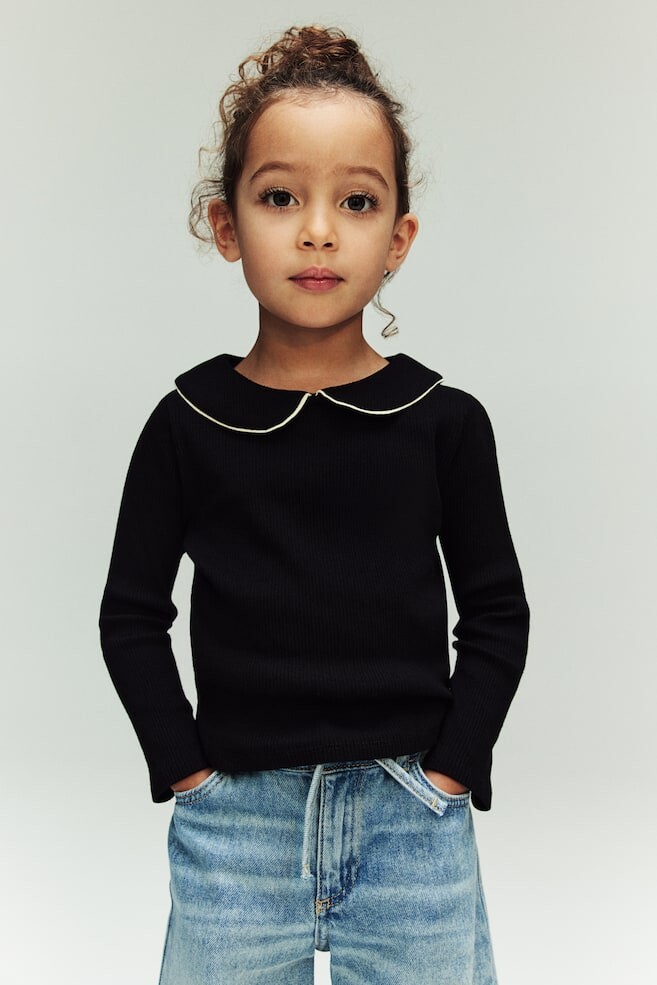 

Рубашка из джерси с воротником H&M, черный