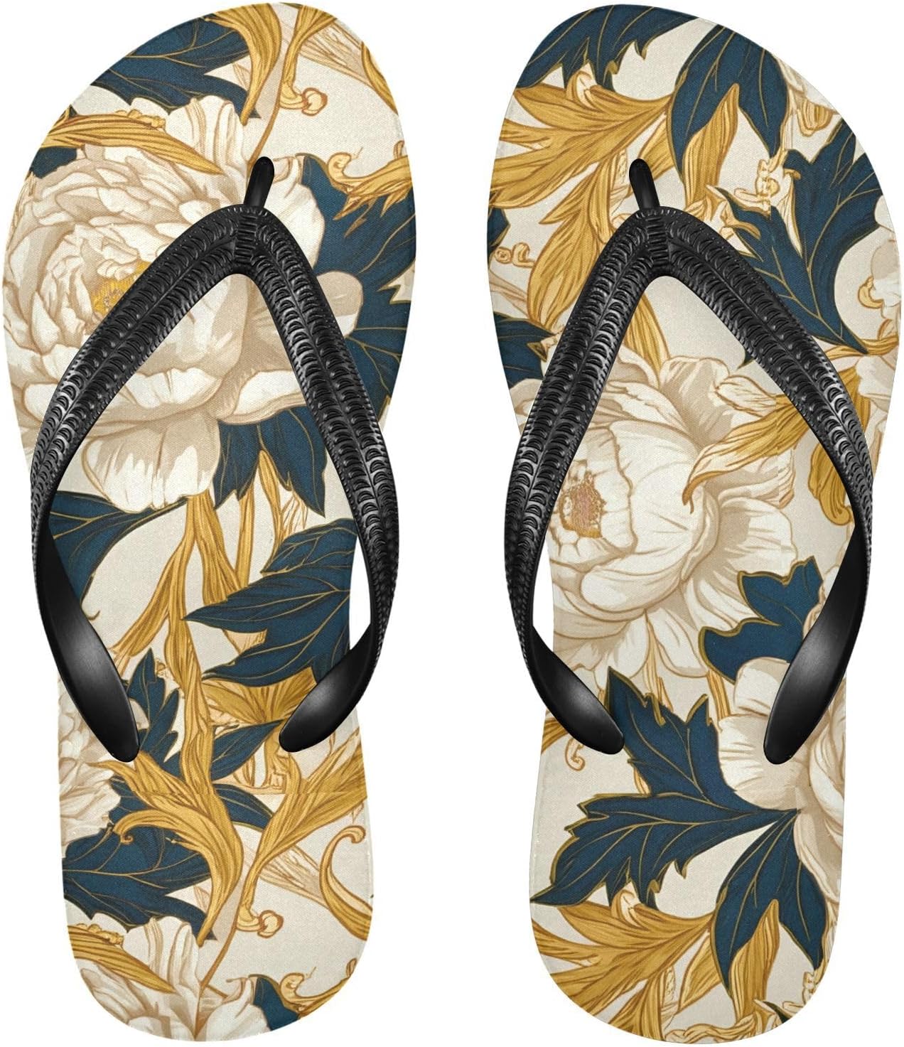 

Бежевые шлепанцы с цветочным принтом с пионовыми цветами, пляжные шлепанцы для душа, резиновые нескользящие летние тапочки для женщин и мужчин Sinestour