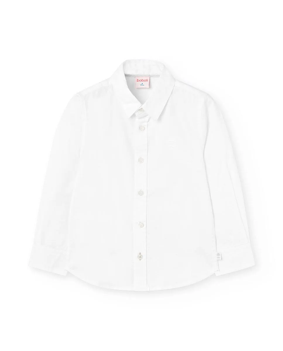

Детская однотонная оксфордская рубашка с длинным рукавом Boboli, белый