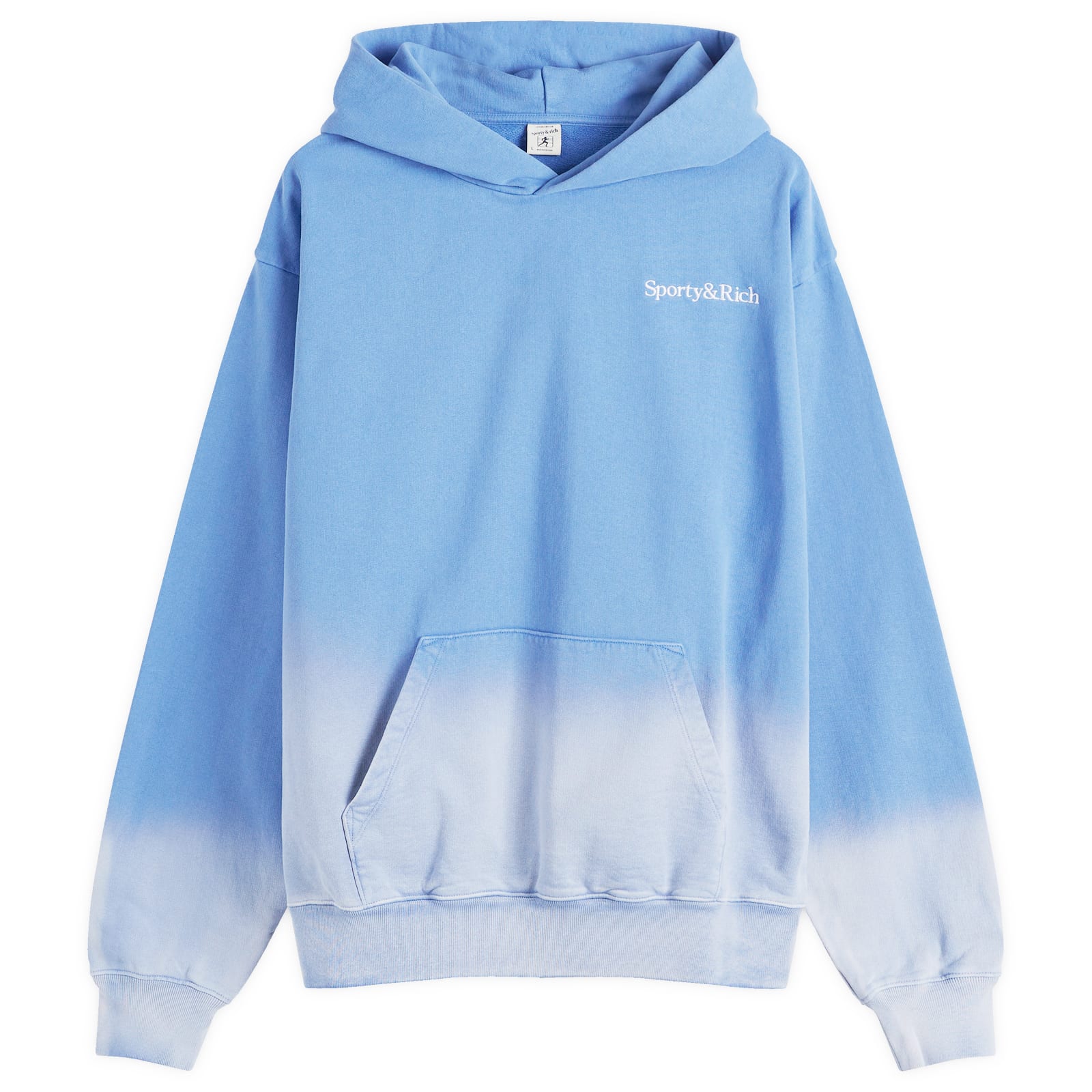 

Худи Sporty & Rich Serif Logo Embroidered Hoodie, цвет Dip Dye Blue