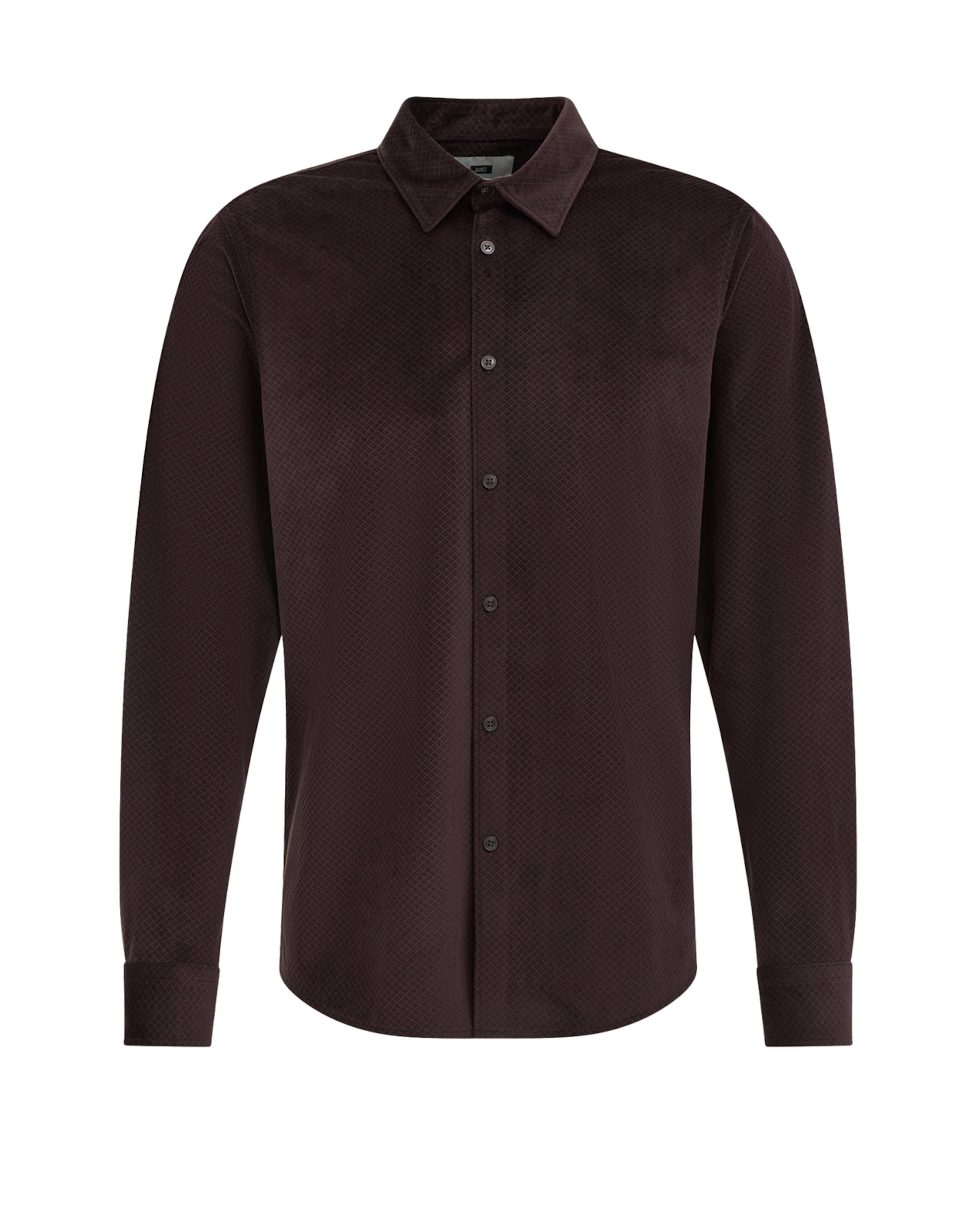 

WE Fashion Рубашка на пуговицах комфортного кроя в темно-коричневом цвете