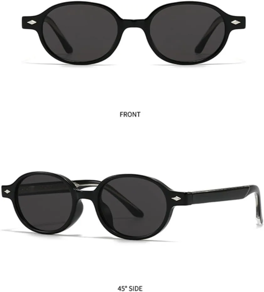 

Ретро маленькие овальные солнцезащитные очки для женщин, защита от УФ-излучения UV400, модные солнцезащитные очки для мужчин с заклепками SZVVBKK, Blue Gray