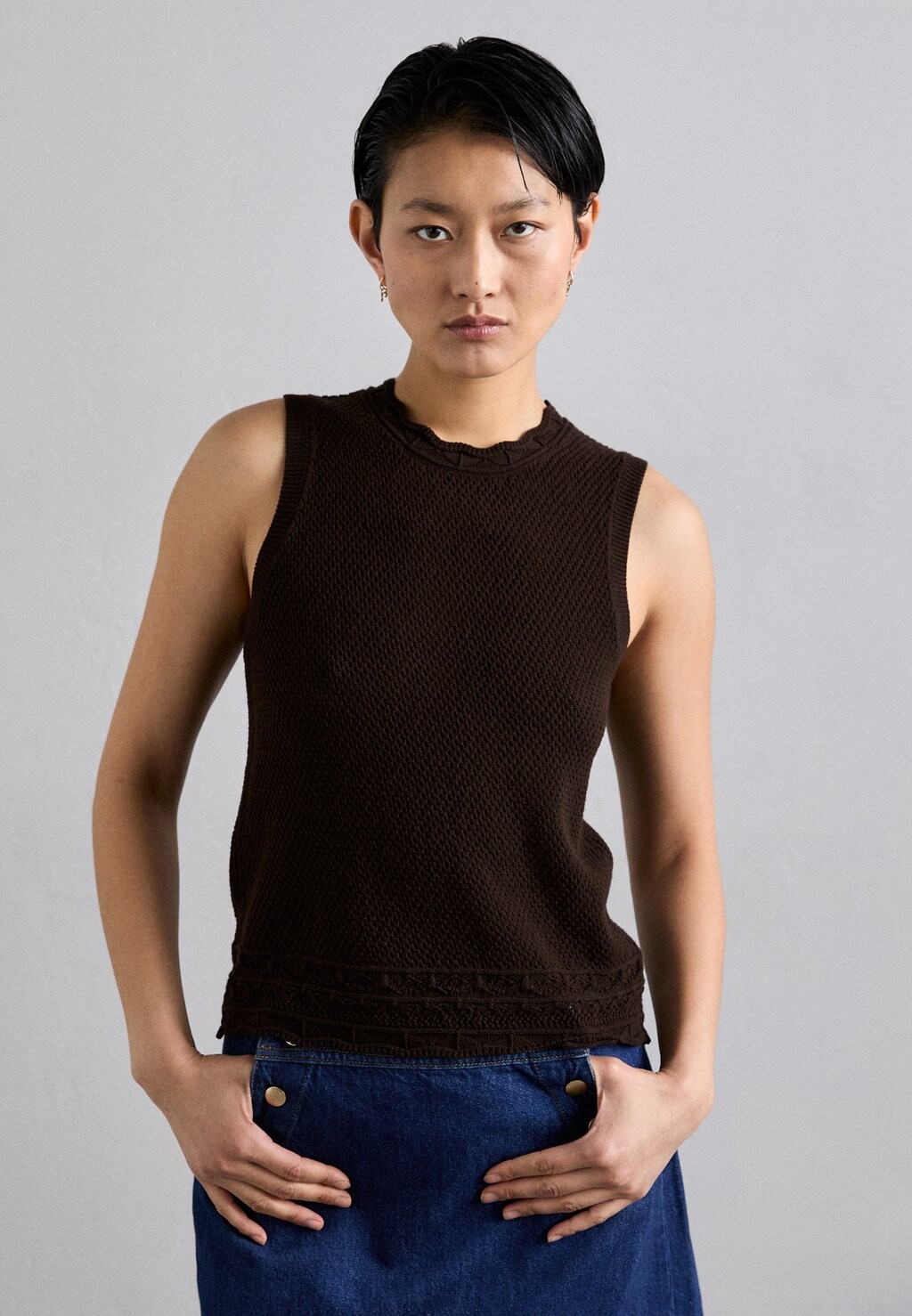 

Топ FRAME, коричневый Pointelle Sleeveless