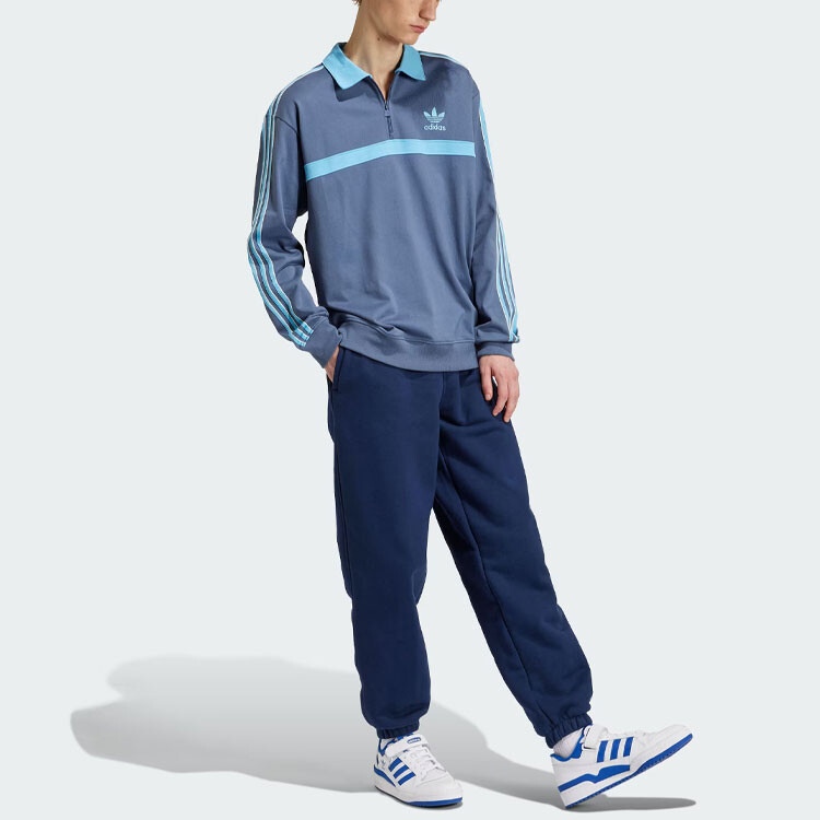 Хлопковая толстовка с воротником Adidas Adidas Originals, синий — фото 4