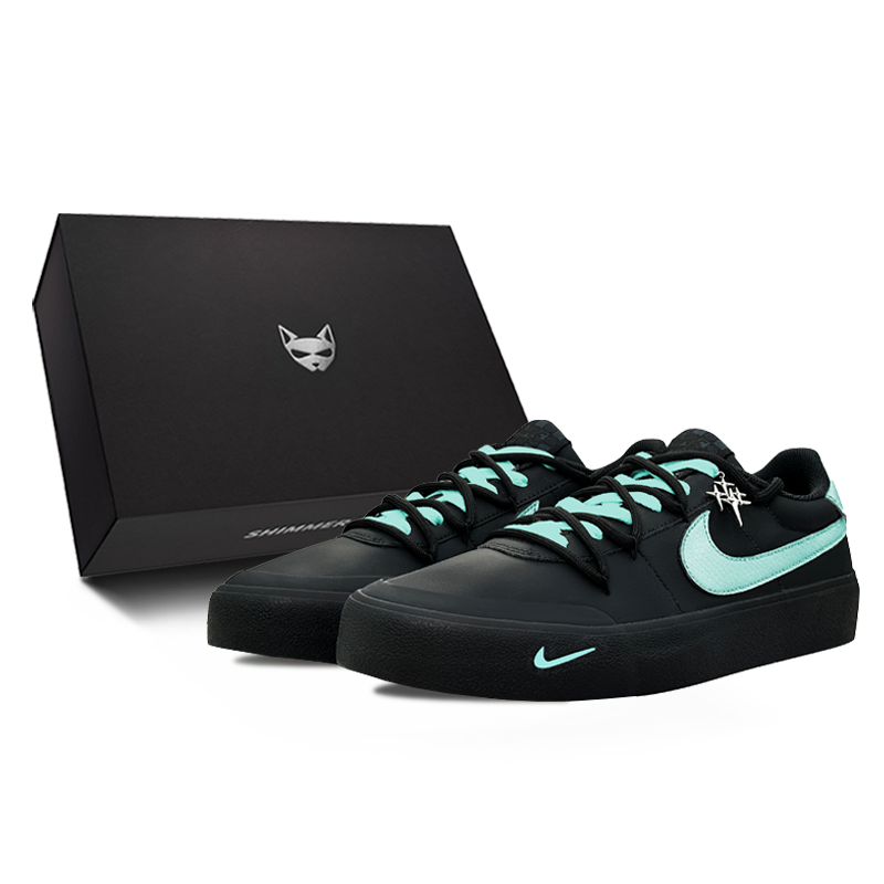 

Nike Кроссовки для скейтбординга Court Shot Azo Blue с блестящим котом, низкие, мужские, сине-черные