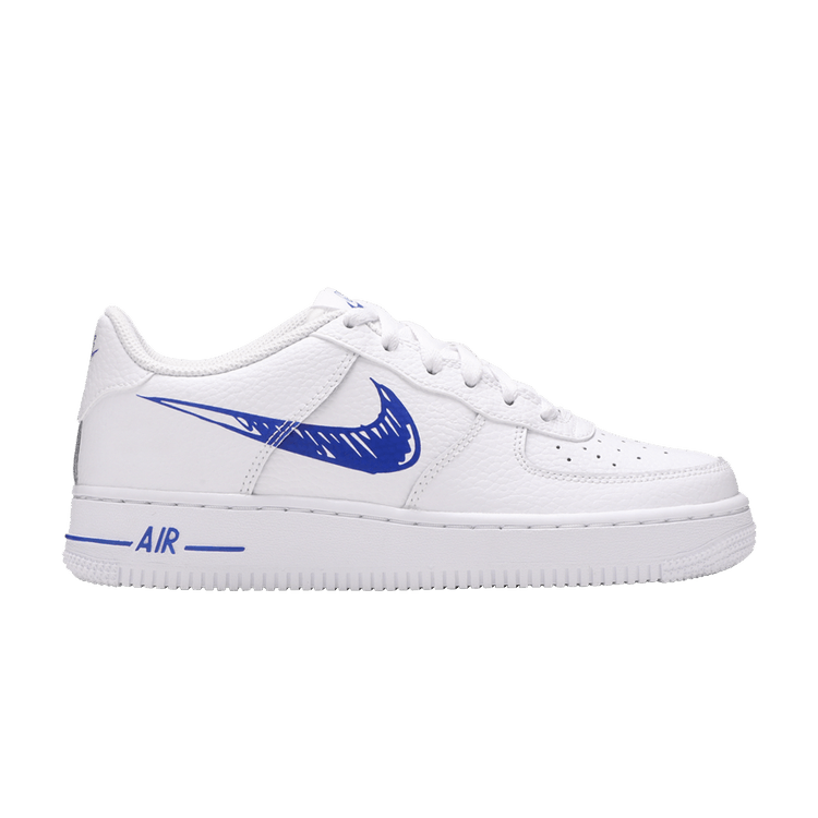 

Кроссовки Nike Air Force 1 Low GS 'Doodle Swoosh - White Racer Blue', белый
