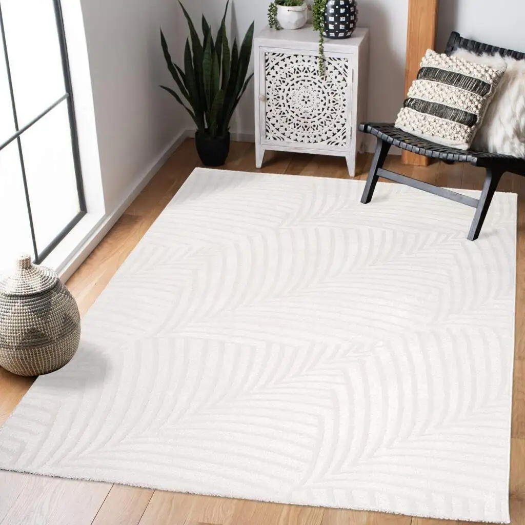 

Ковер Carpet City "Ковер Friseé FANCY 648", прямоугольный, короткий ворс, 3D-вид, круговой узор, гостиная, спальня 120х160 см, белый
