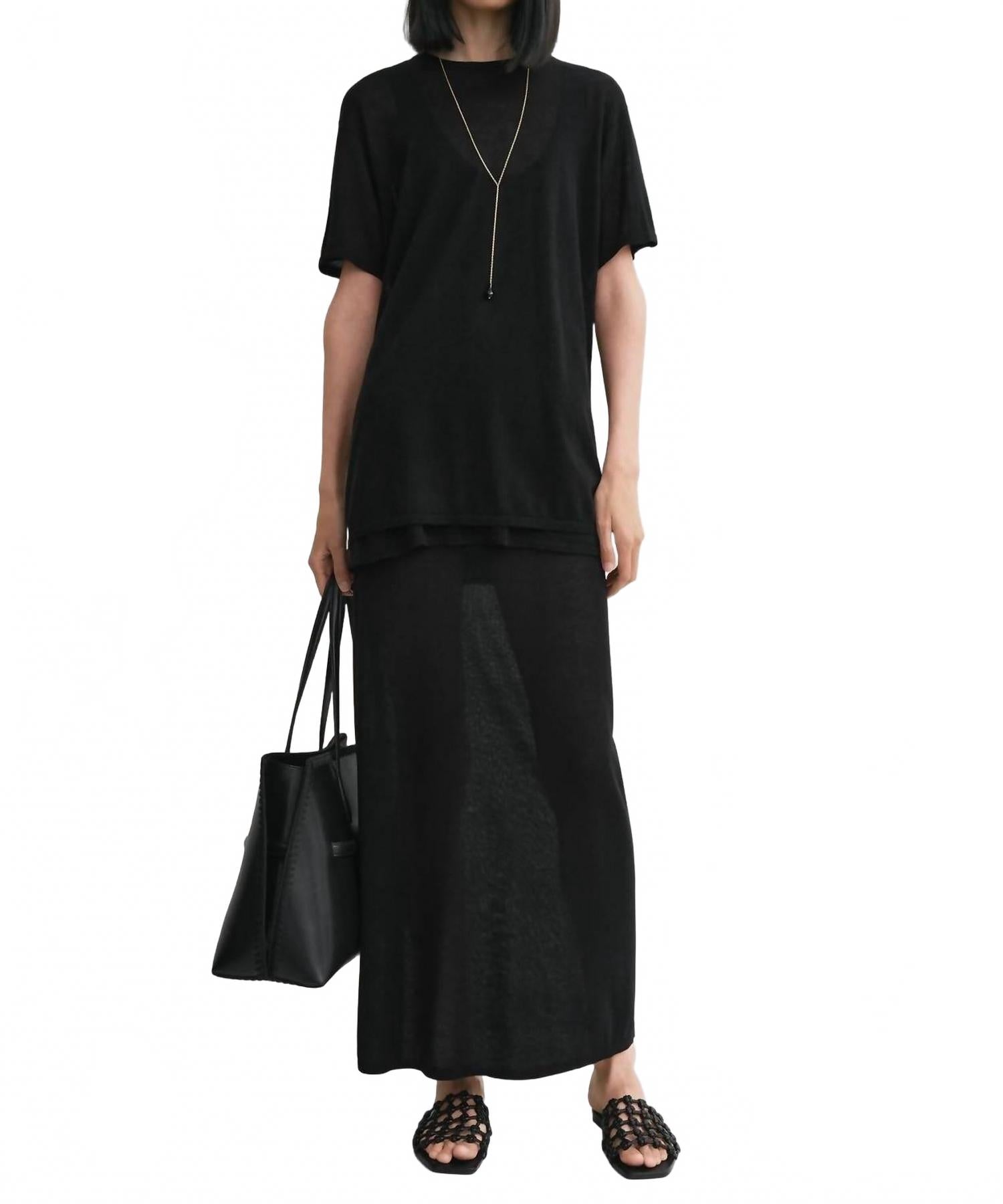 

Toteme Вязаная футболка оверсайз черного цвета, Черный, Toteme Вязаная футболка оверсайз черного цвета