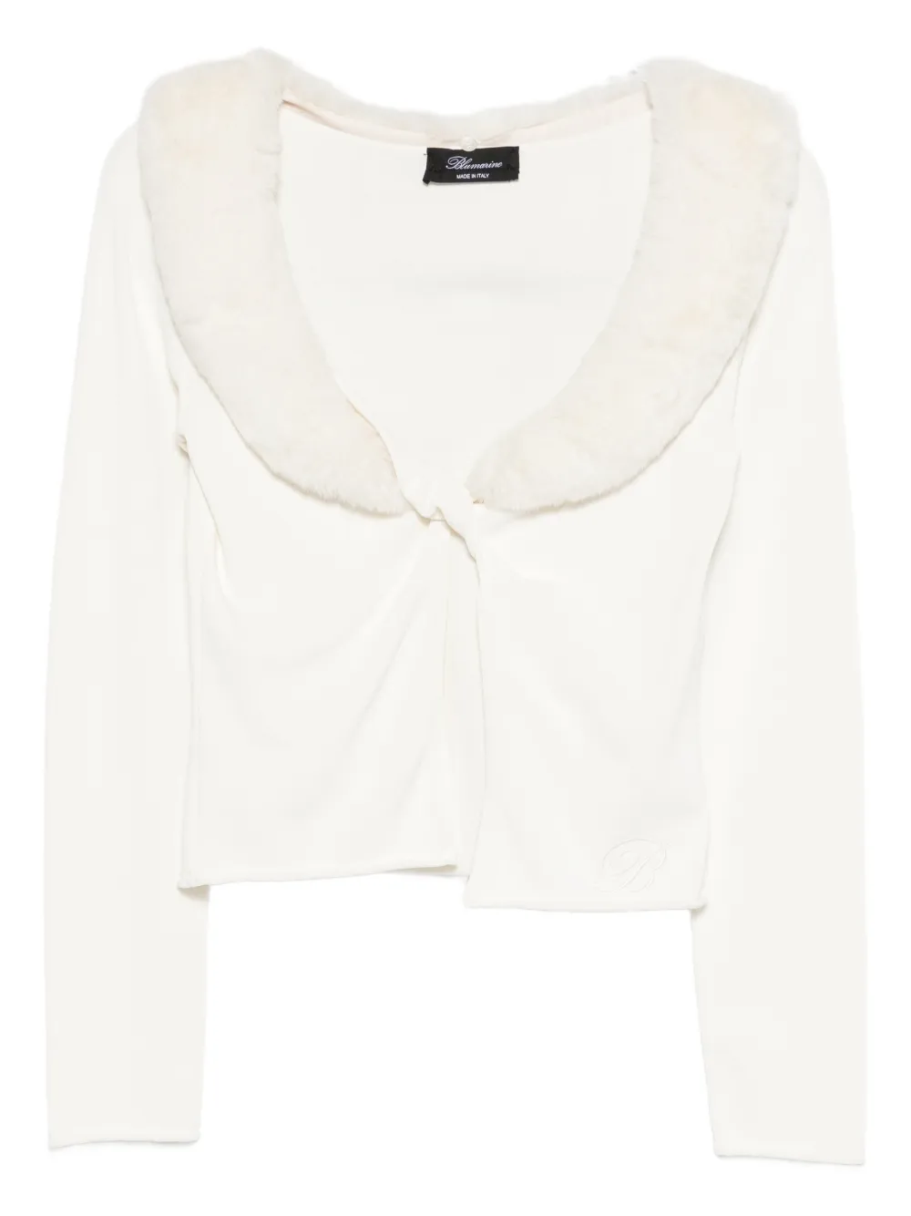 

Кардиган с воротником из искусственного меха Blumarine, белый