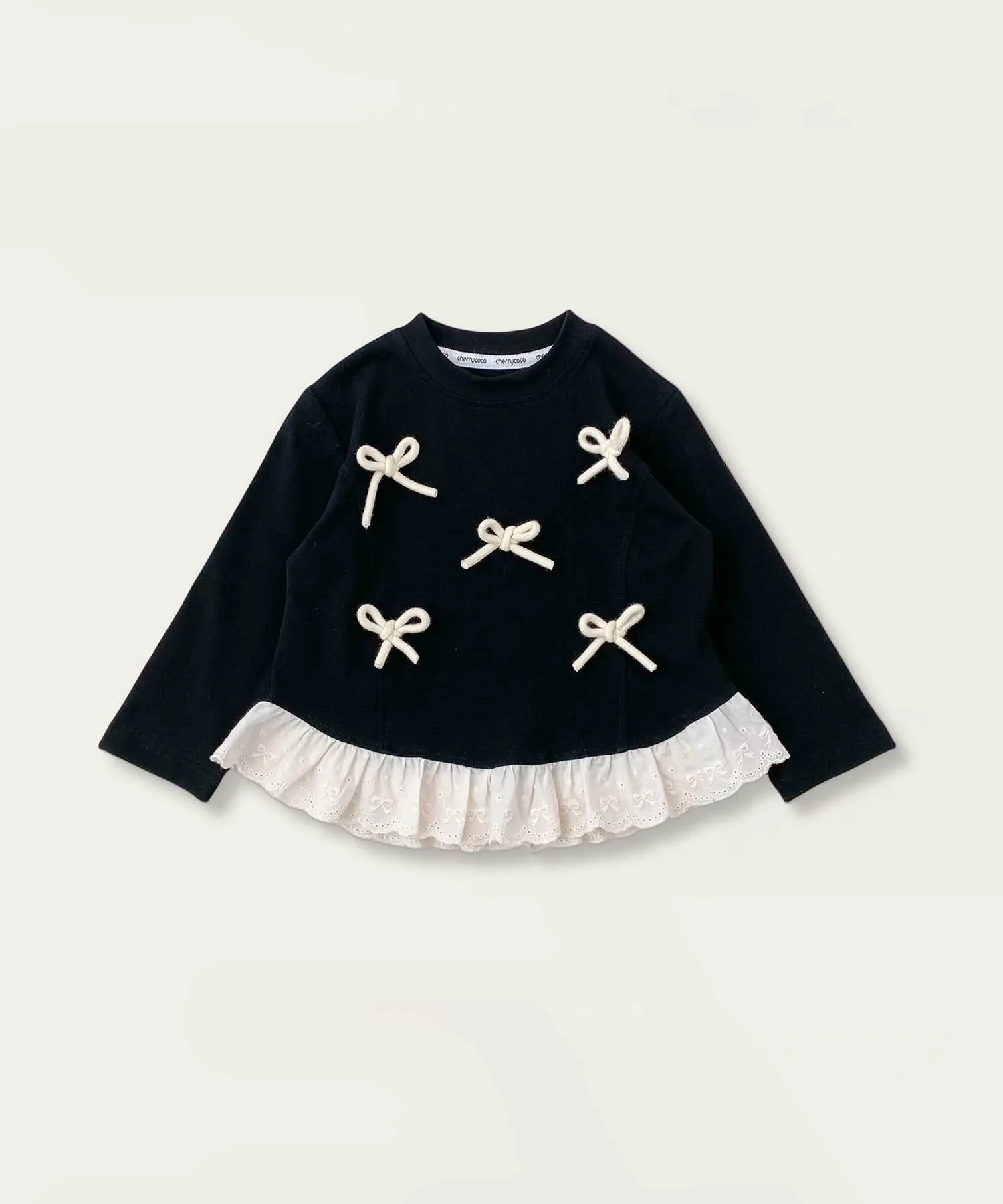 Топ с оборками и лентами по низу Aimoha Kids, black