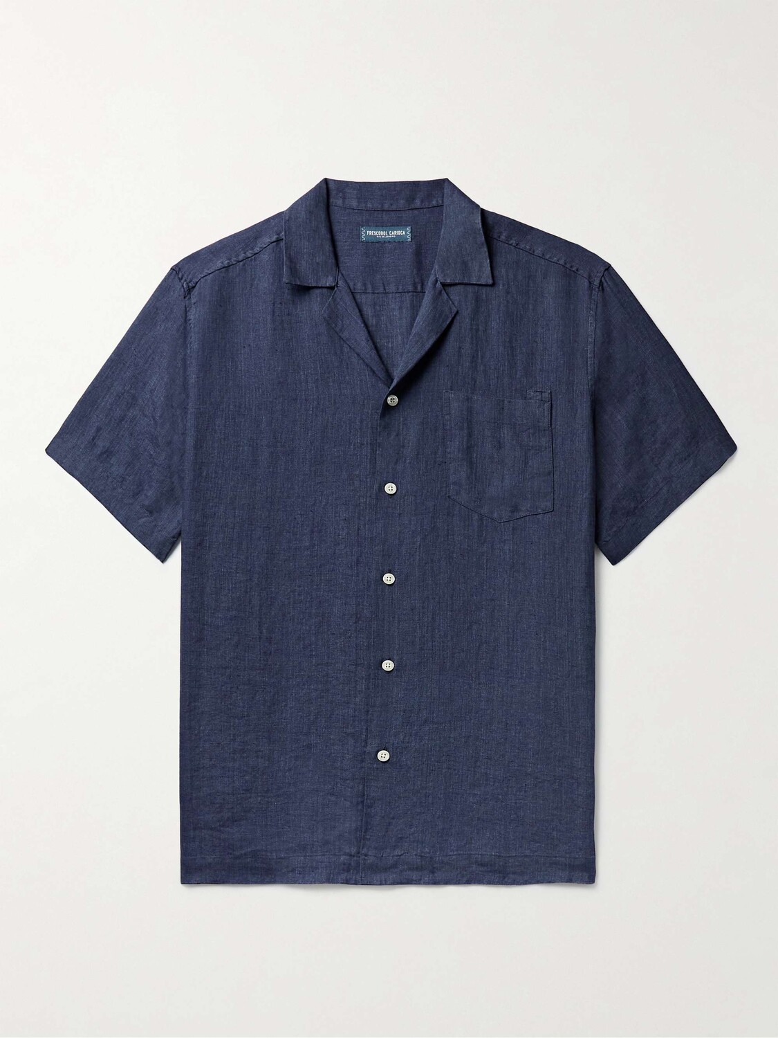 

Льняная рубашка Angelo Camp-Collar Frescobol Carioca, синий