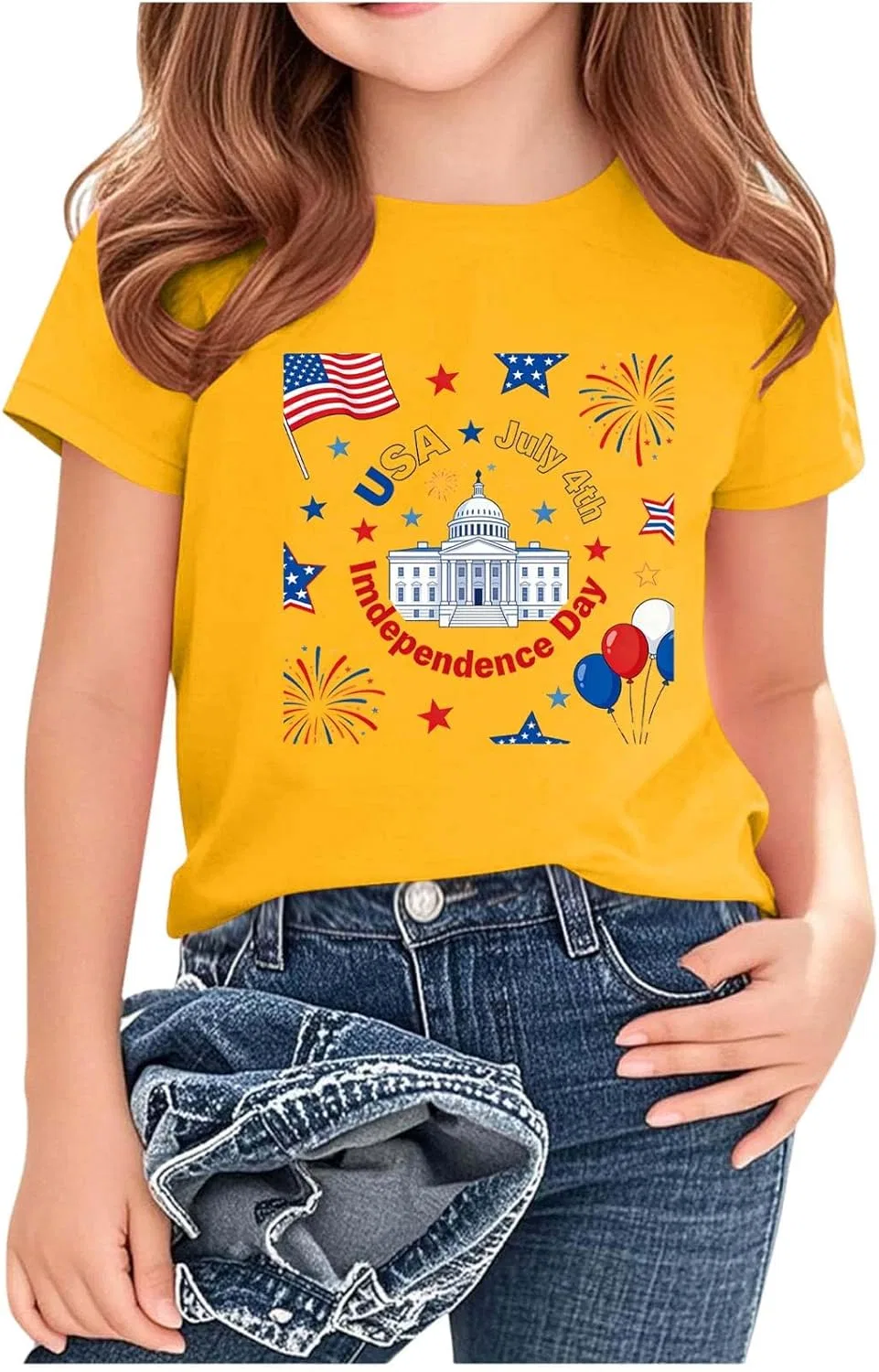 Футболка с коротким рукавом American Flag, Zzalalana, желтый