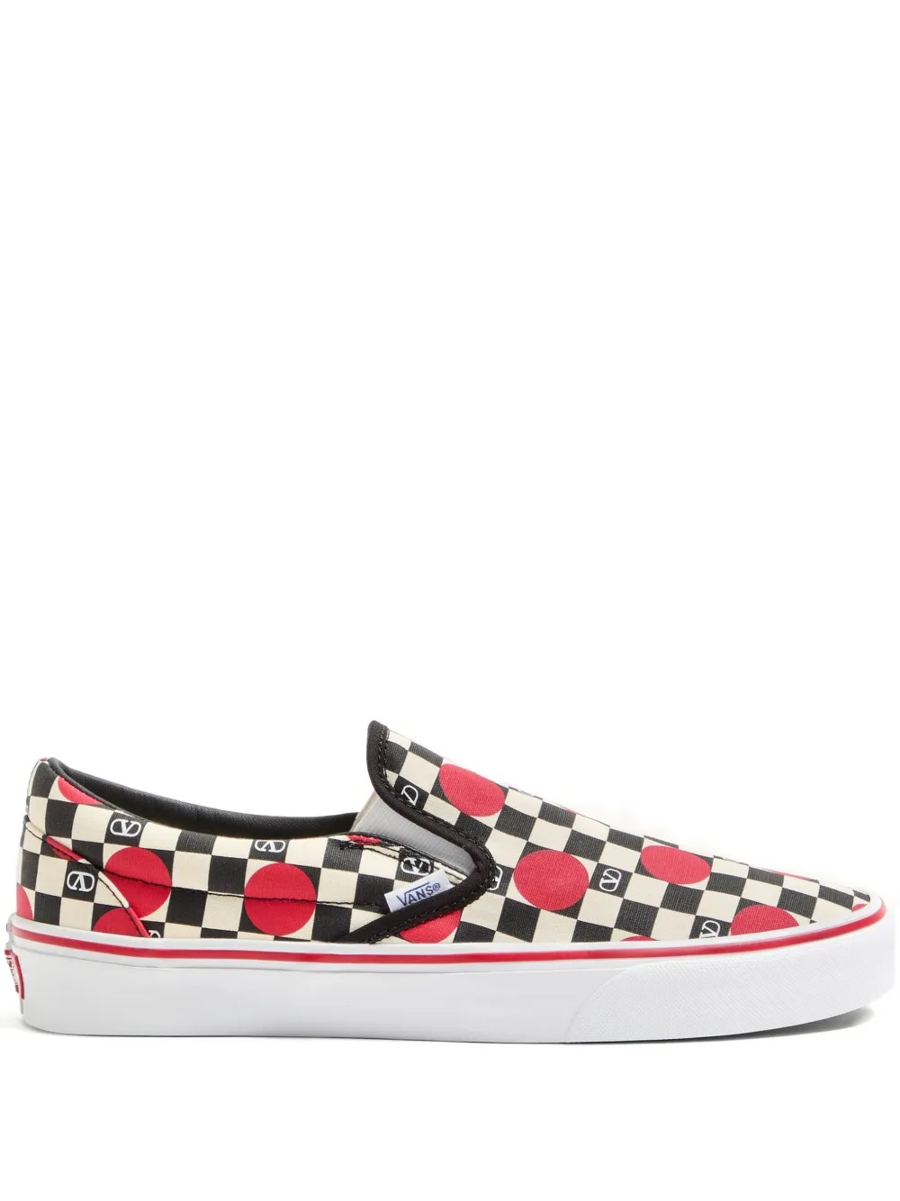 Слипоны в клетку с логотипом vlogo из коллаборации с vans VALENTINO GARAVANI, черный