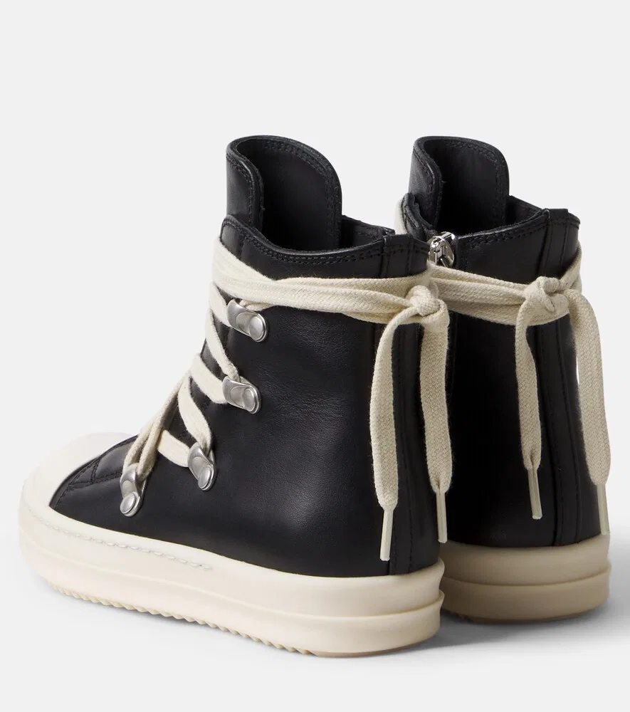 Кожаные кроссовки Hexalace Rick Owens Kids, черный — фото 2