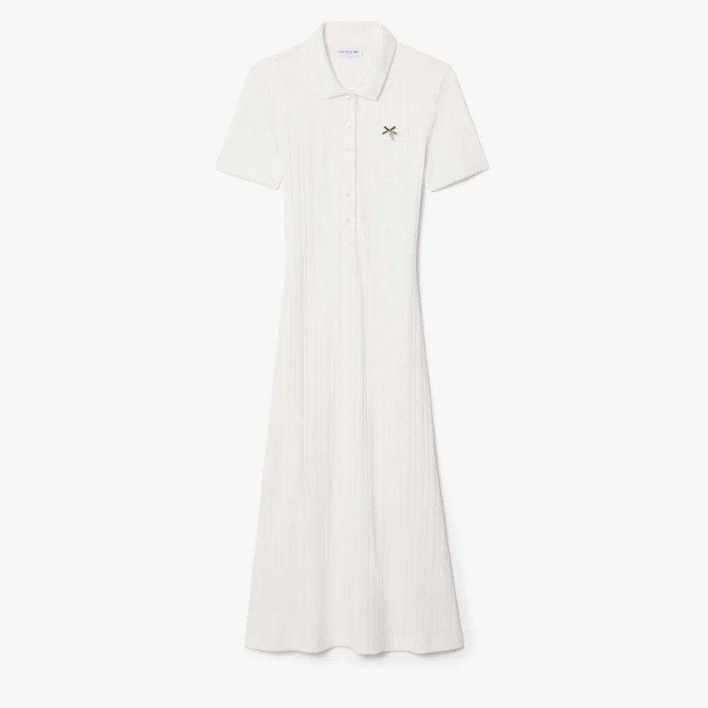 Платье Lacoste Pointelle, короткое поло, слоновая кость