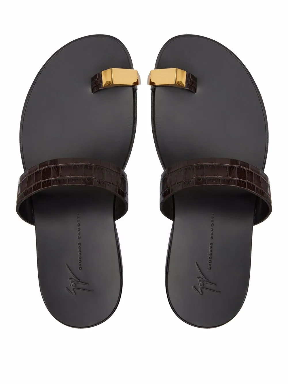 Лоферы Bardack с тиснением под крокодила Giuseppe Zanotti, коричневый — фото 4
