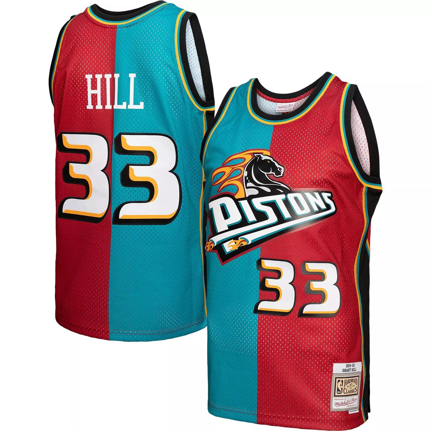 

Мужская майка Mitchell & Ness Grant Hill бирюзово-красная Detroit Pistons Hardwood Classics 1999-00 Split Swingman, Красный, Мужская майка Mitchell & Ness Grant Hill бирюзово-красная Detroit Pistons Hardwood Classics 1999-00 Split Swingman