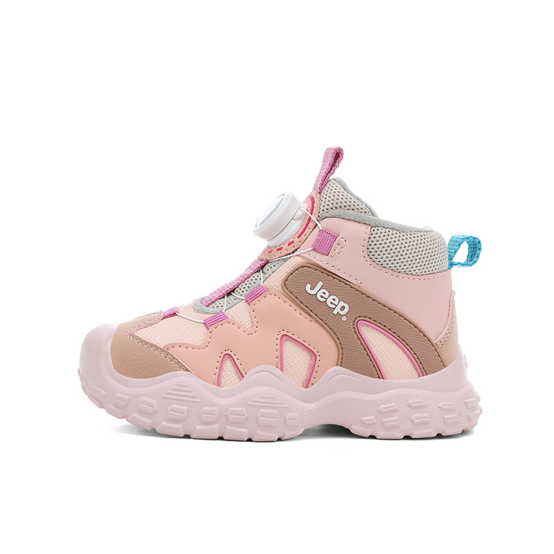 

Термостойкие абразивоустойчивые легкие амортизирующие антиударные мид-топ детские повседневные кроссовки для подростков Jeep, розовый коричневый-fleece-lined thin cotton