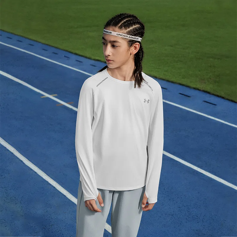 Футболка детская хлопковая Under Armour белая — фото 4