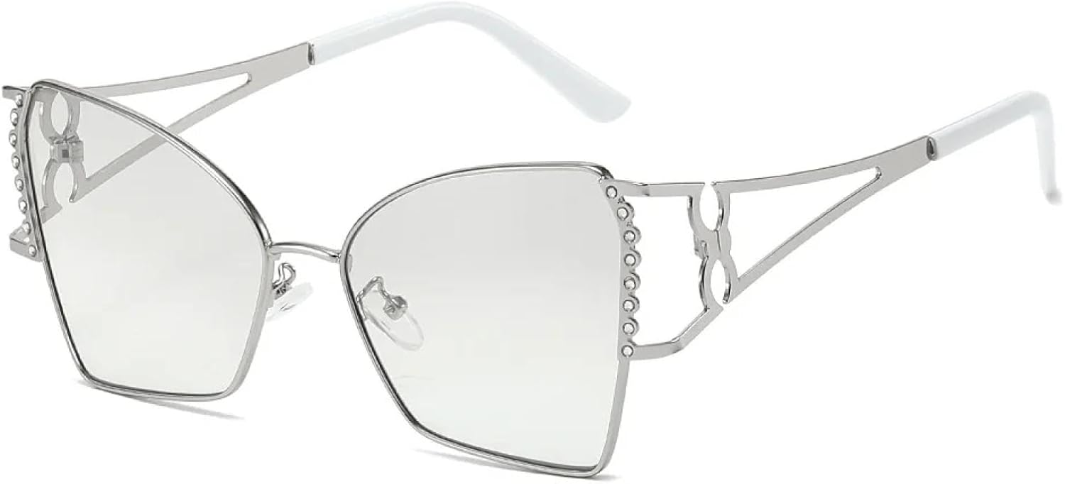 

Модные солнцезащитные очки в форме «кошачий глаз» из металла для женщин, защита от УФ-излучения UV400, качественные стильные солнцезащитные очки для мужчин TKKTLLT, Silver