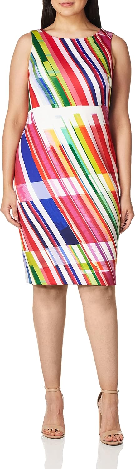 

Женское платье-футляр Calvin Klein с круглым вырезом и принтом без рукавов, Pink