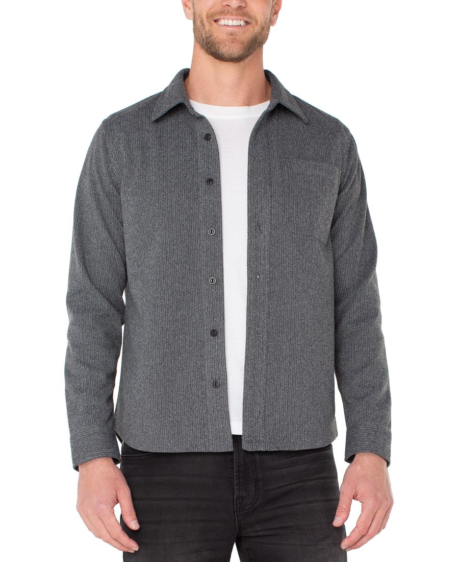 

Мужская рубашка с длинными рукавами на пуговицах Liverpool Los Angeles, Gray Herringebone Multi