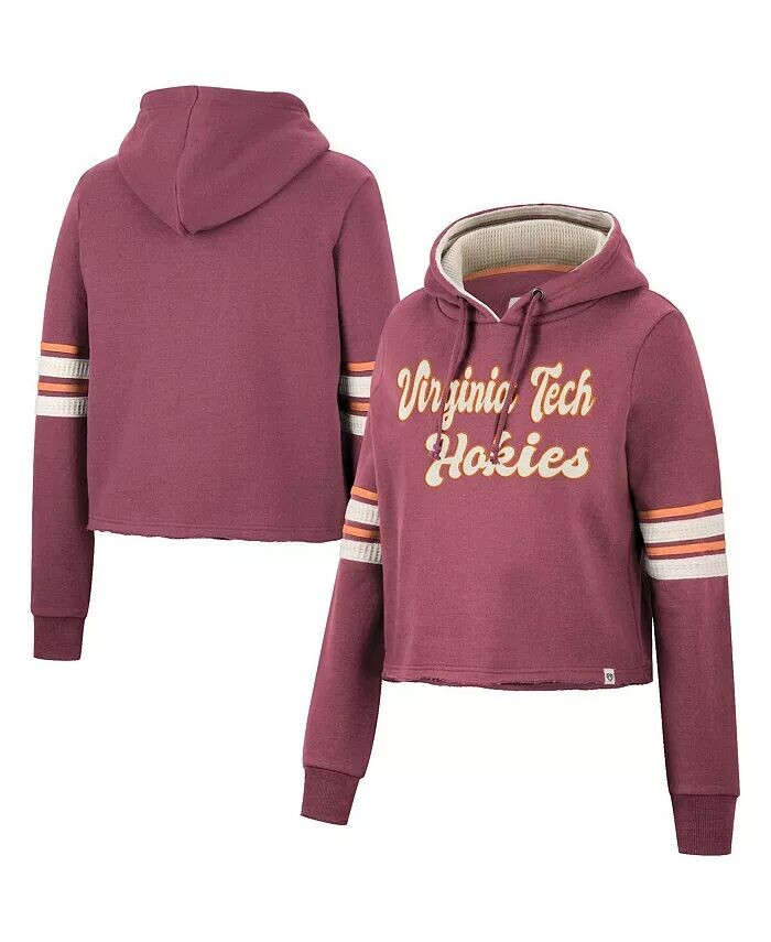 

Женский укороченный пуловер с капюшоном в стиле ретро Virginia Tech Hokies Maroon Colosseum