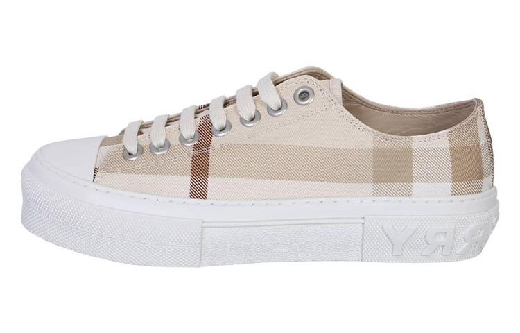 Кеды низкие Burberry с принтом в клетку, бежевый