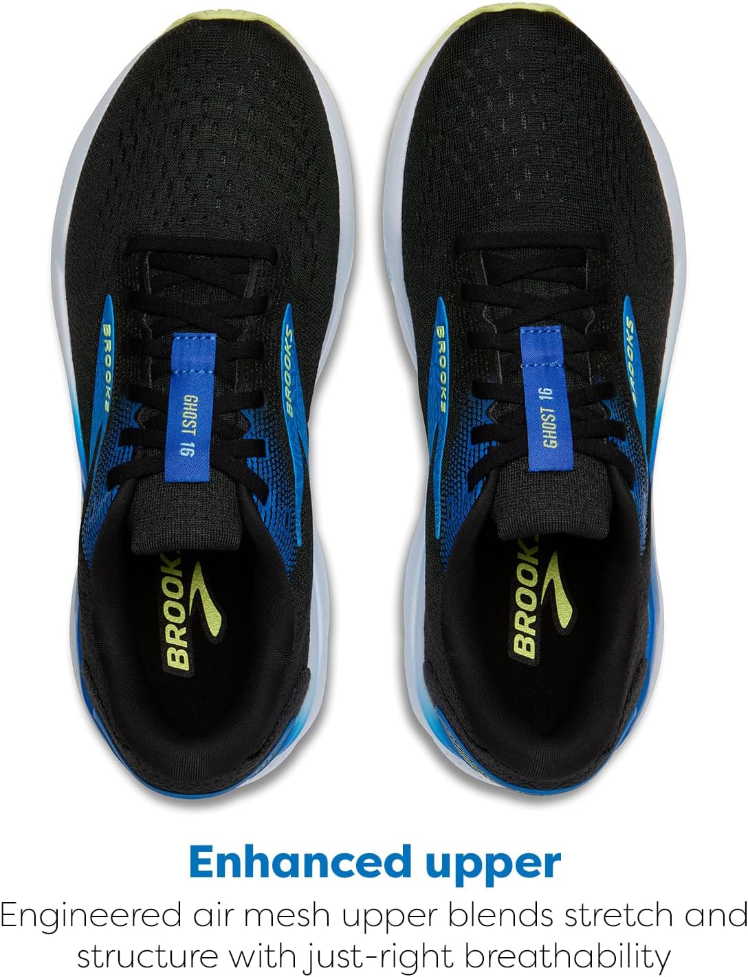 Мужские нейтральные беговые кроссовки Brooks Ghost 16, черный/желтый — фото 4