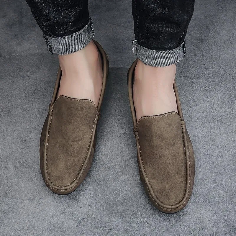 Лоферы замшевые мужские Slip-On с каблуком, Brown UOPYNE — фото 3